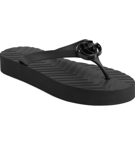 black gucci flip flops women|gucci platform flip flops.